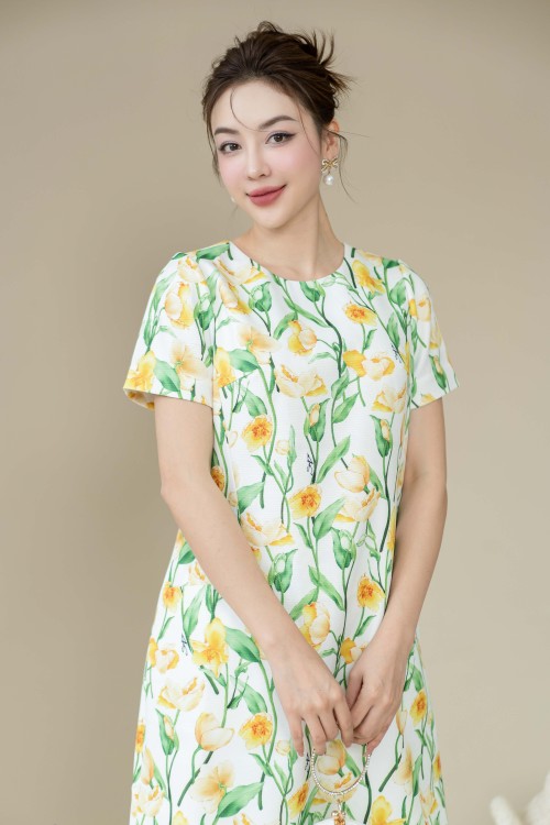 Sixdo Floral Mini Raw Dress